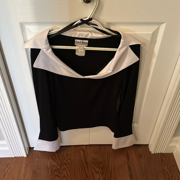 Joseph Ribkoff black and white top - Picture 1 of 4